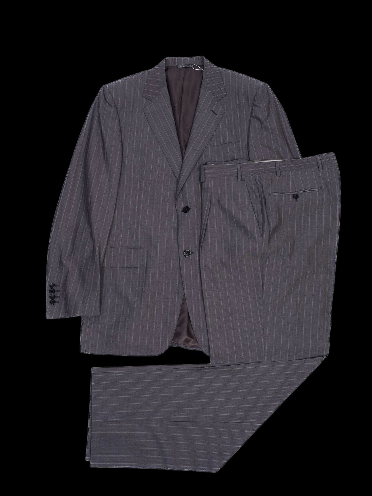 Excellent Canali Gray Pinstripe Suit Size L Cupro Fabric
