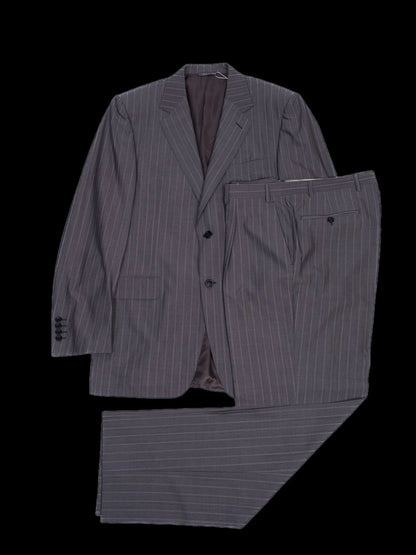 Excellent Canali Gray Pinstripe Suit Size L Cupro Fabric
