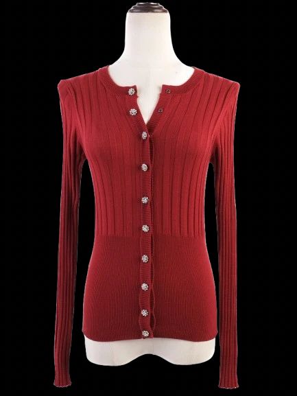 Excellent Dolce Gabbana Red Wool Cardigan Size L Women