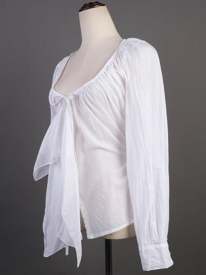 EXCELLENT Plein Sud White Cotton Blouse with Tie Front Design