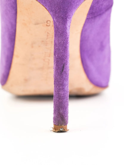 Excellent Manolo Blahnik Purple Leather High-Heeled Shoes Size 36