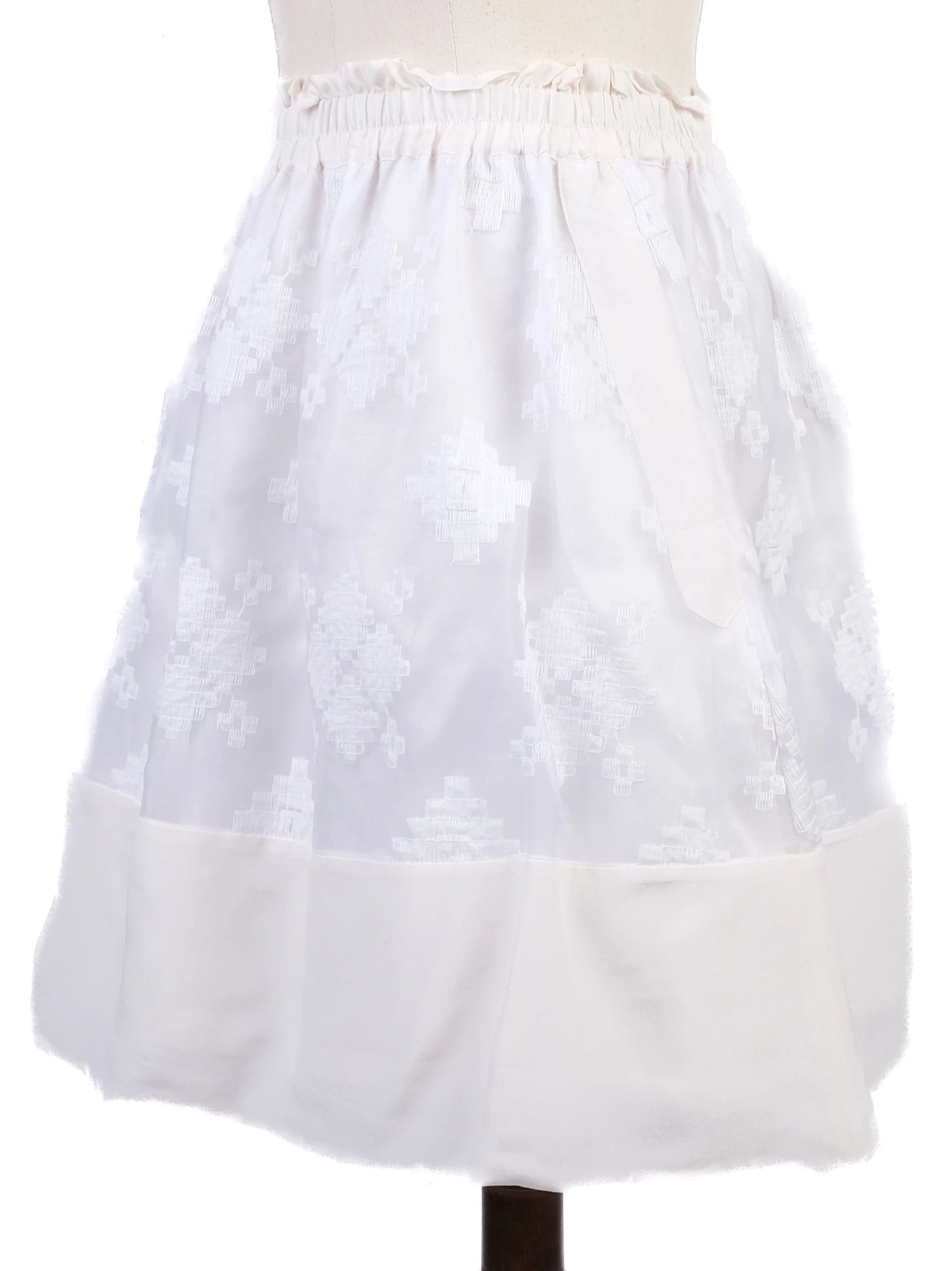 NEW By Malene Birger White Skirt XS Nylon with Embroidered Design