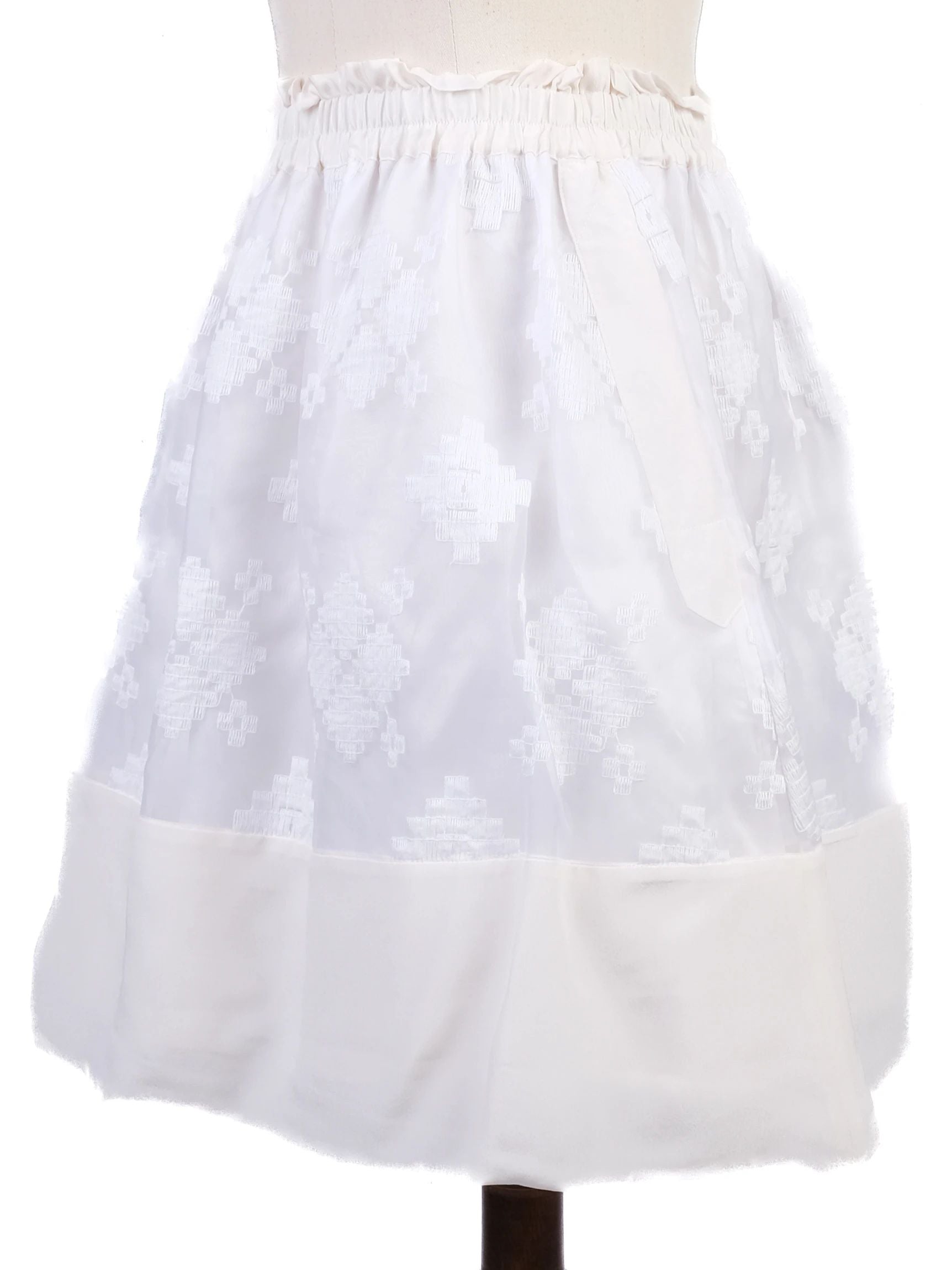 NEW By Malene Birger White Skirt XS Nylon with Embroidered Design