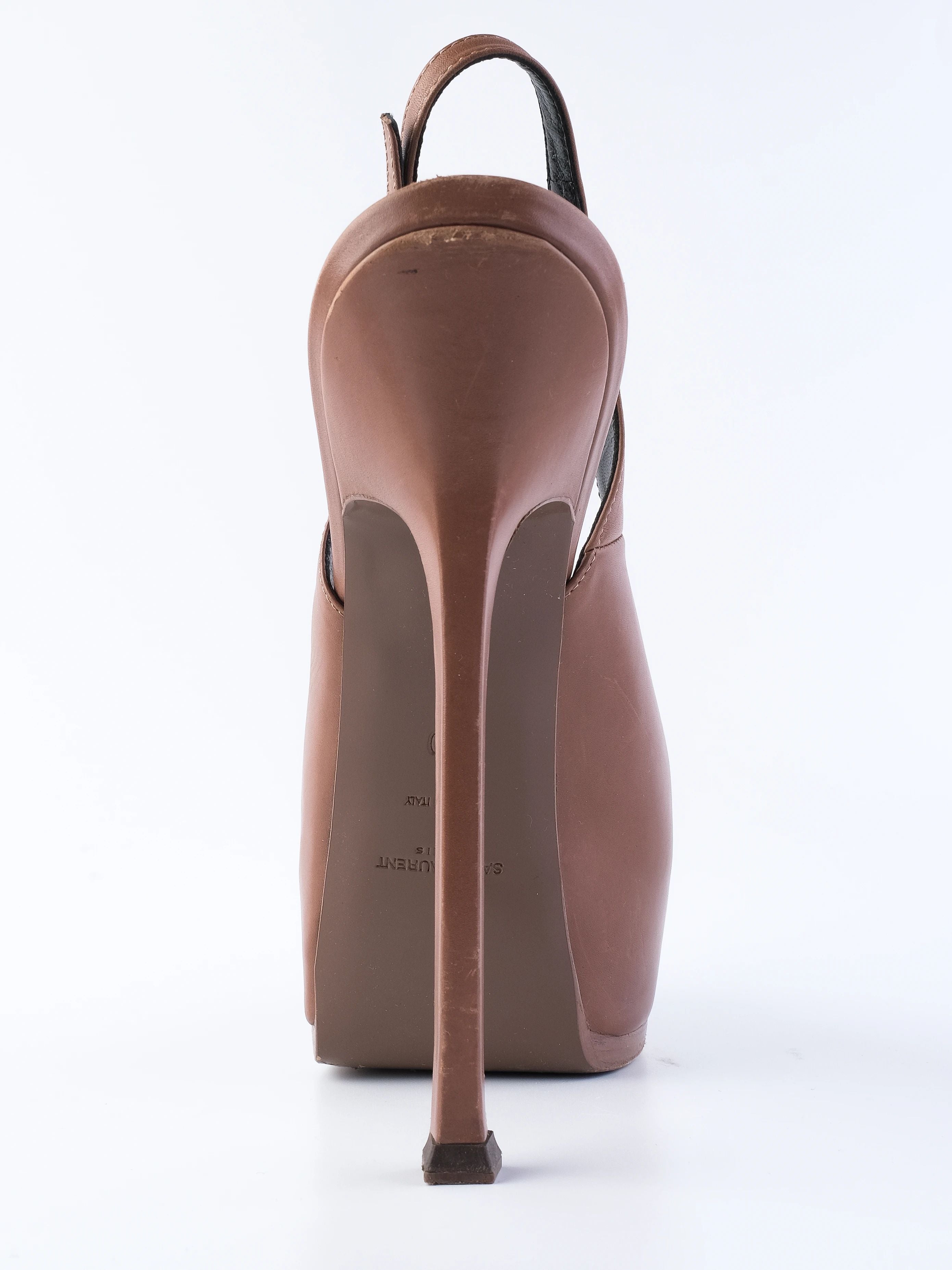 Excellent Yves Saint Laurent Orange Leather Slingback High Heels Size 40