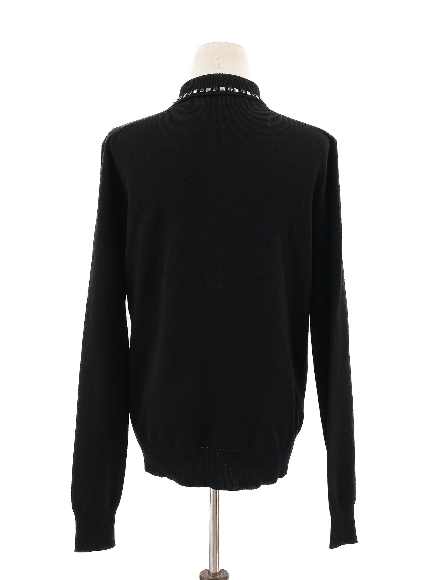 Excellent Dsquared2 Black Wool Zip-Up Jacket with Decorative Studs Size S