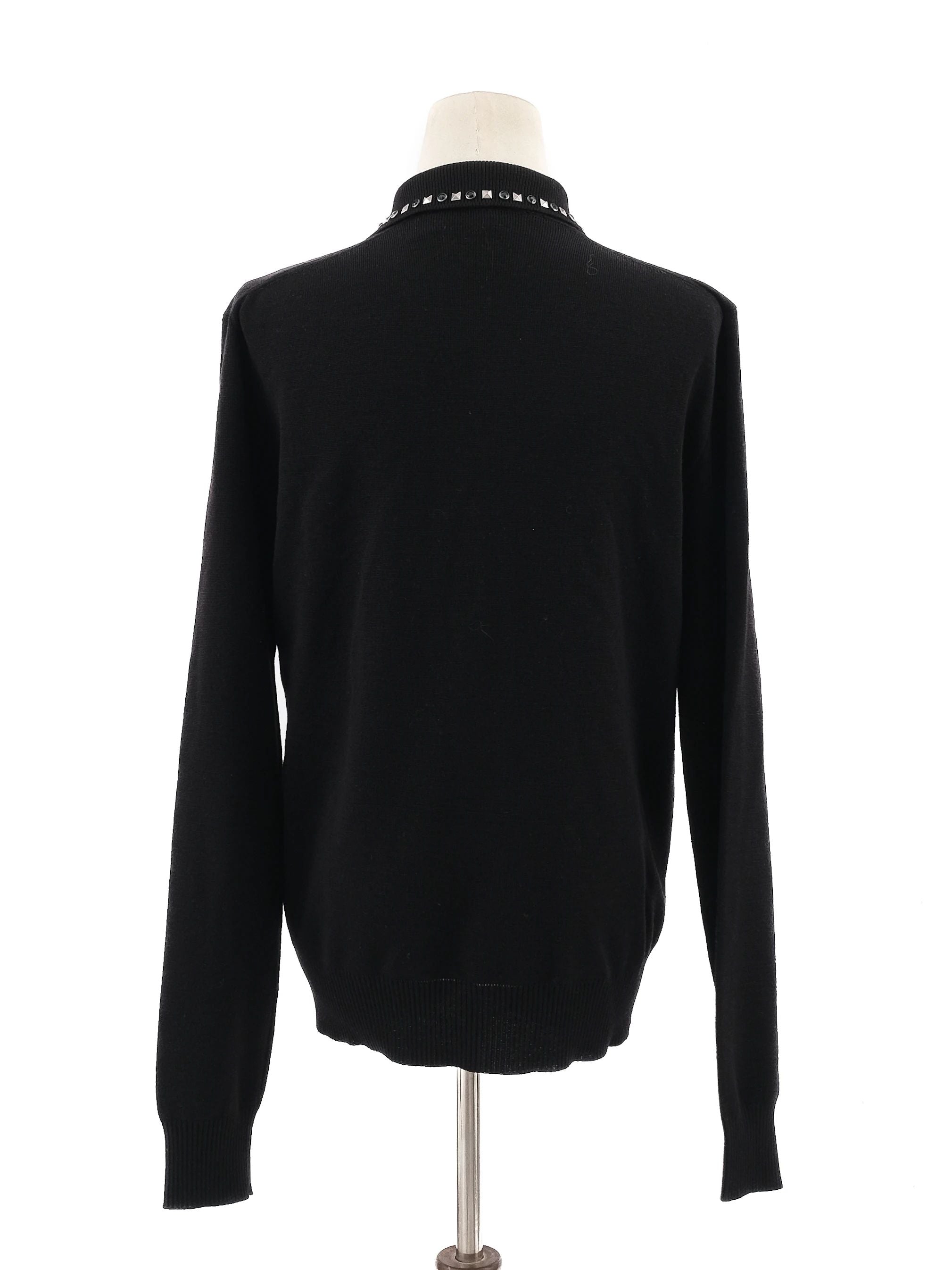 Excellent Dsquared2 Black Wool Zip-Up Jacket with Decorative Studs Size S