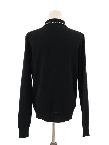 Excellent Dsquared2 Black Wool Zip-Up Jacket with Decorative Studs Size S