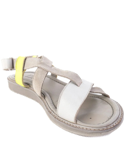 Excellent Dior Gray Fabric Sandals with Yellow Accent Size 34 for Kids