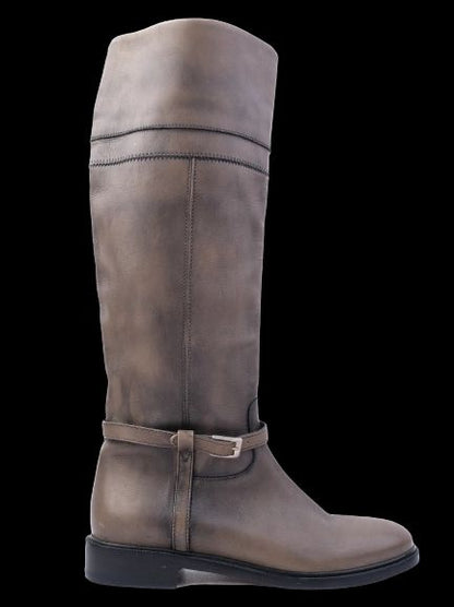Excellent Fabiana Filippi Green Leather Knee-High Boots Size 37