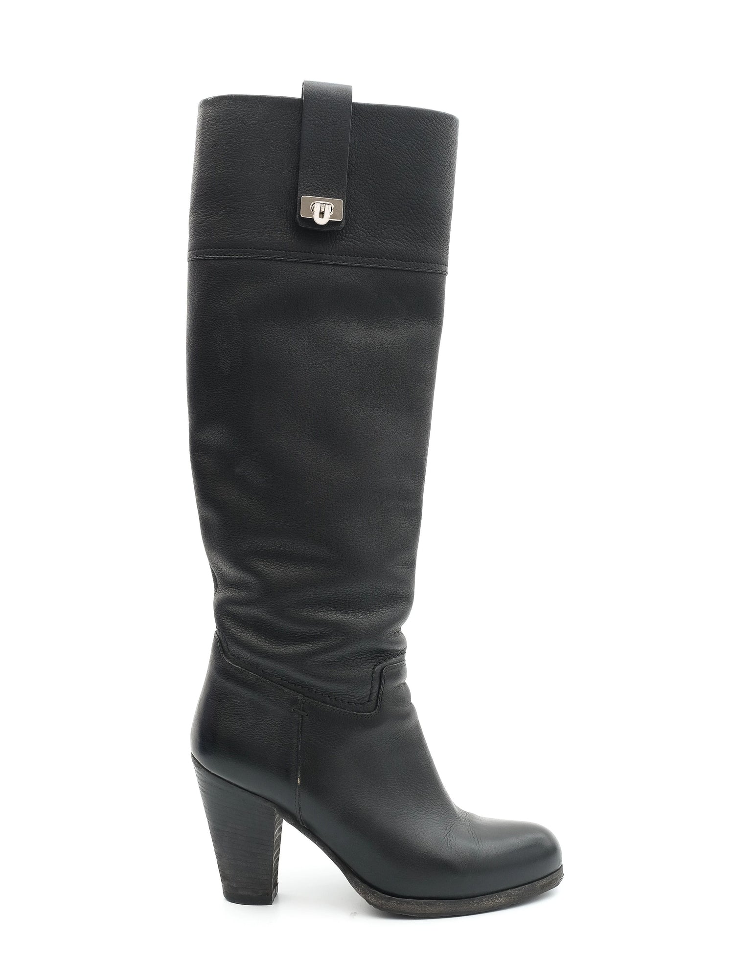Perfect Barbara Bui Black Leather Knee-High Boots Size 37.5