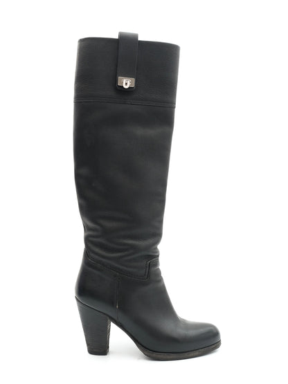 Perfect Barbara Bui Black Leather Knee-High Boots Size 37.5
