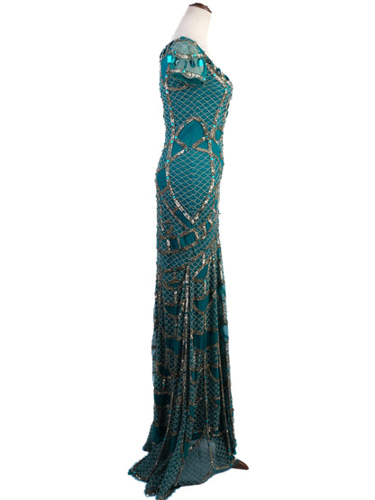 Excellent Temperley London Green Embellished Gown Size S