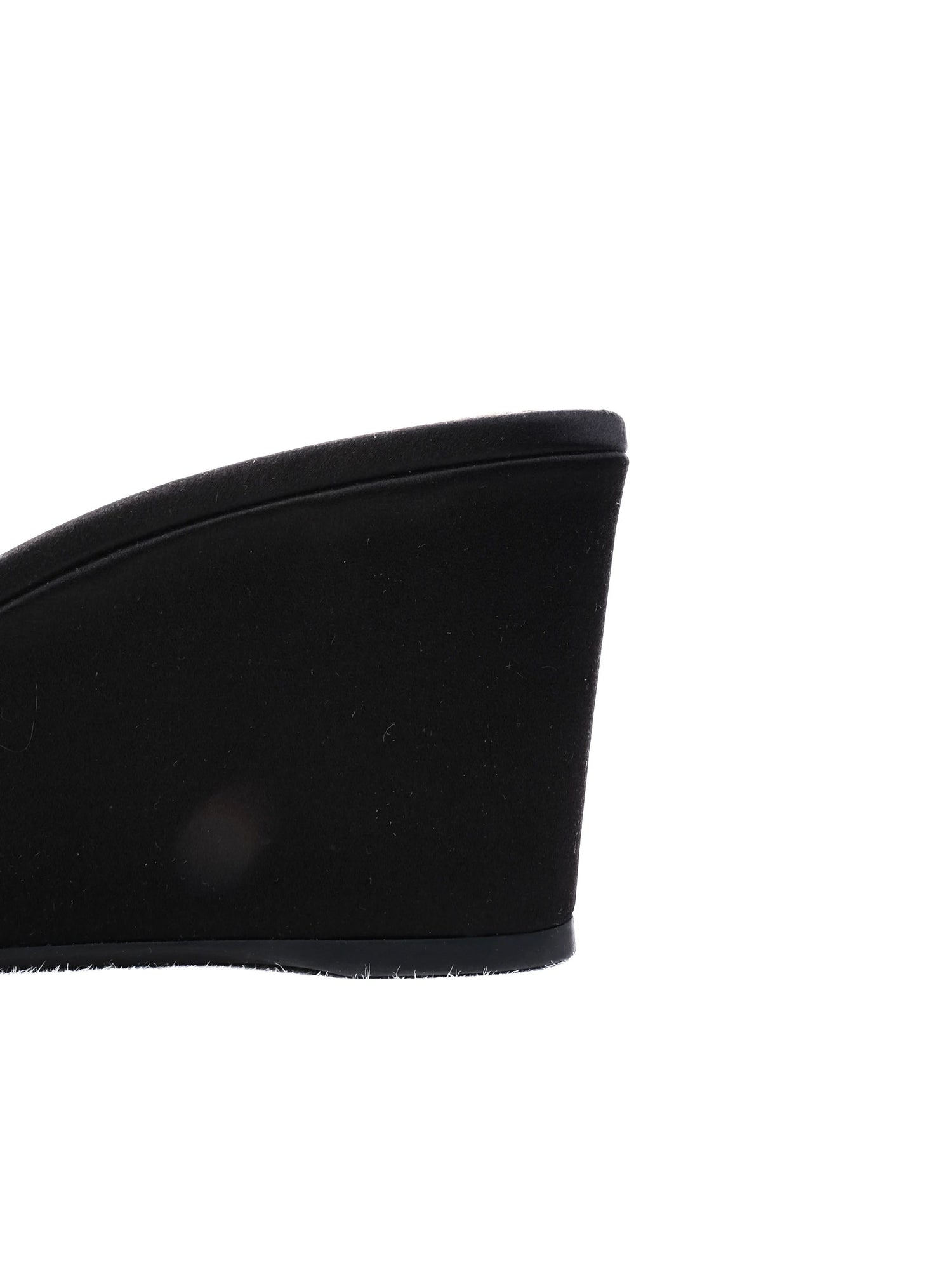 Perfect Miu Miu Black Fabric Wedge Sandals Peep-Toe Size 37