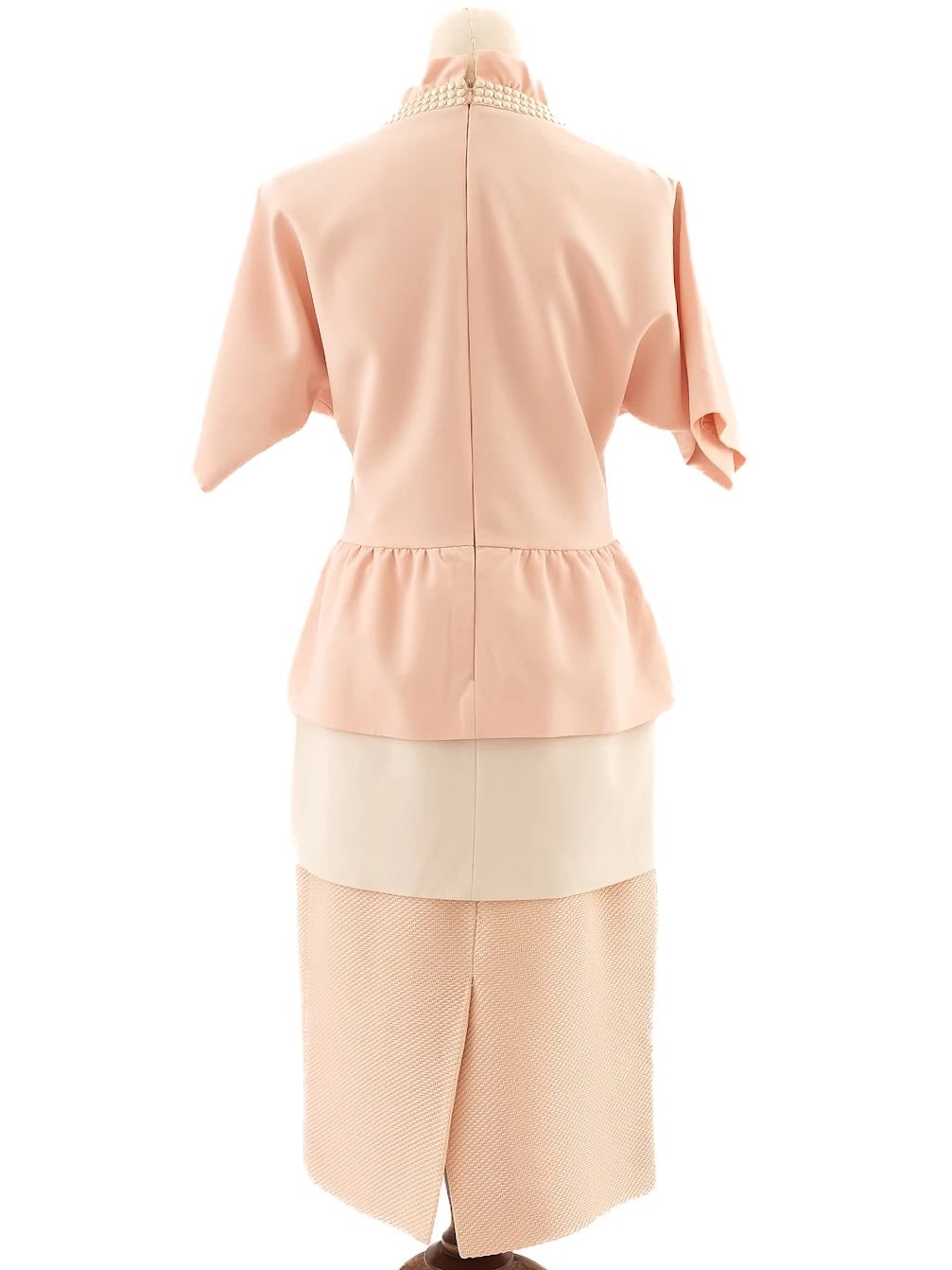Excellent Moschino Pink Peplum Top &amp; Pencil Skirt Set Size M