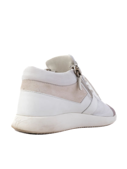 Excellent Giuseppe Zanotti White Leather Sneakers Size 41 with Zippers