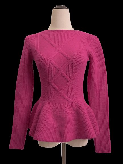 Perfect Ted Baker Pink Wool Peplum Sweater Size S