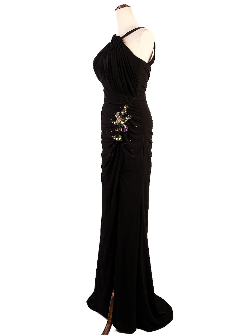 Perfect Sherri Hill Black Dress XXS Single Shoulder Glamour