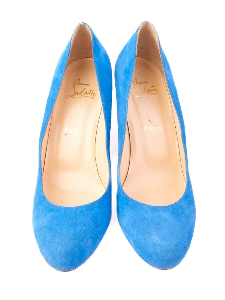 Excellent Christian Louboutin Blue Leather High-Heeled Shoes Size 38