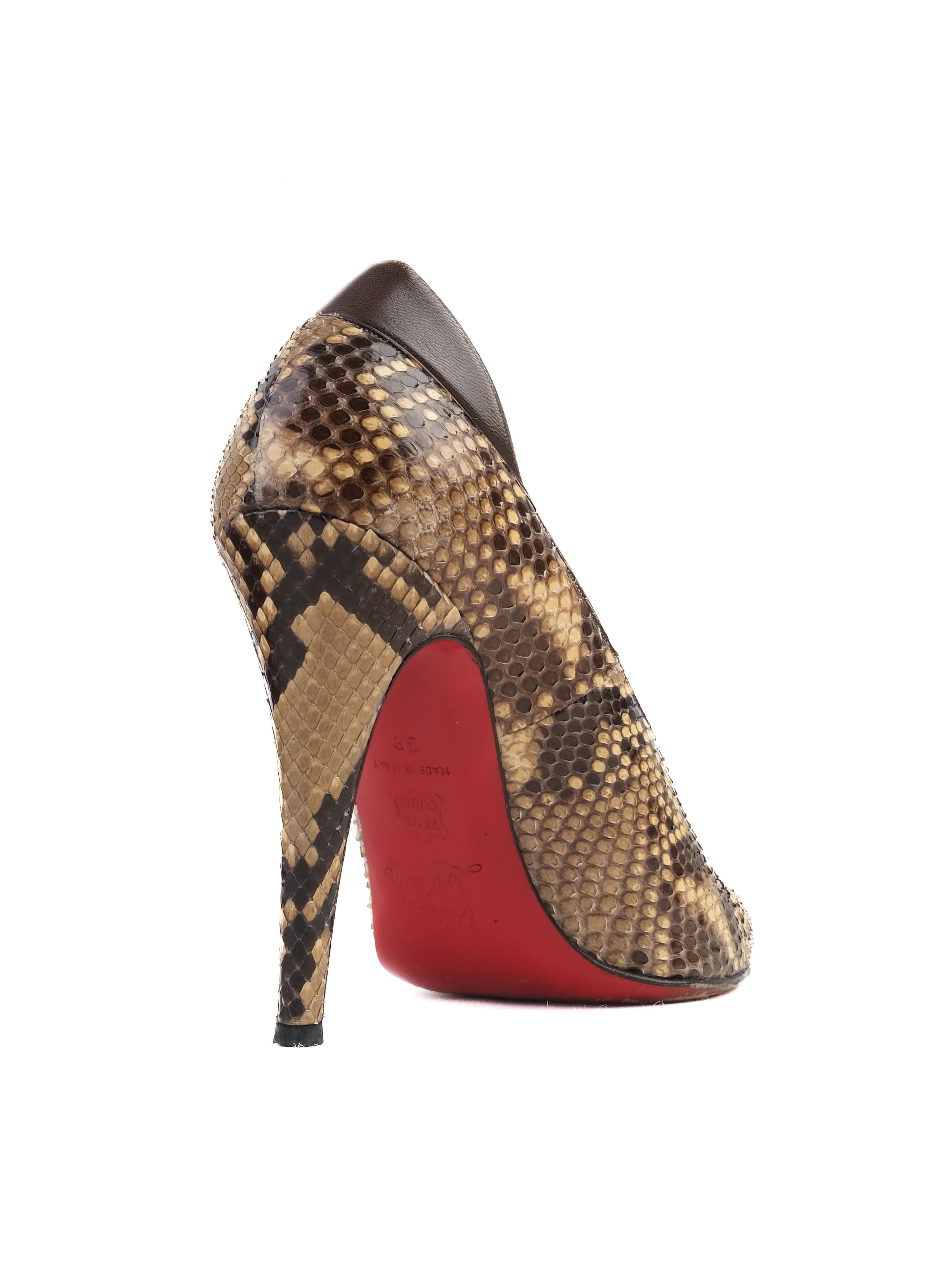 Excellent Christian Louboutin WomenÕs High-Heeled Snakeskin Shoes Size 39