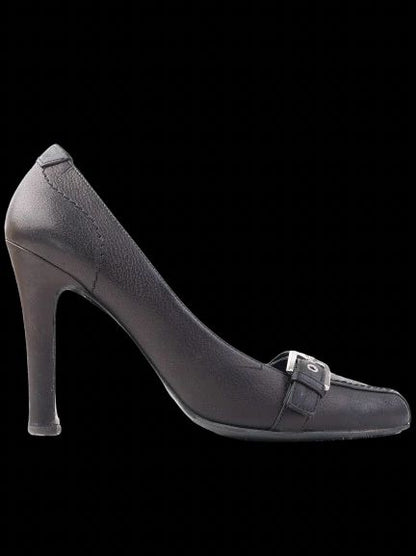 Excellent Ferre Black Leather High-Heeled Shoes Size 38
