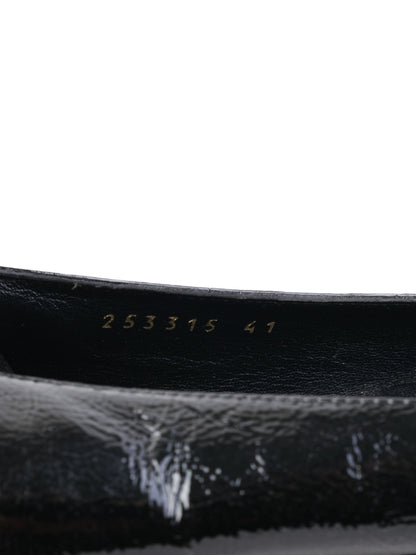 Perfect Gucci Black Leather Ballet Flats Size 41 with Iconic Stripes