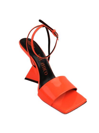 NEW The Attico Orange Leather High-Heeled Sandals Size 37.5