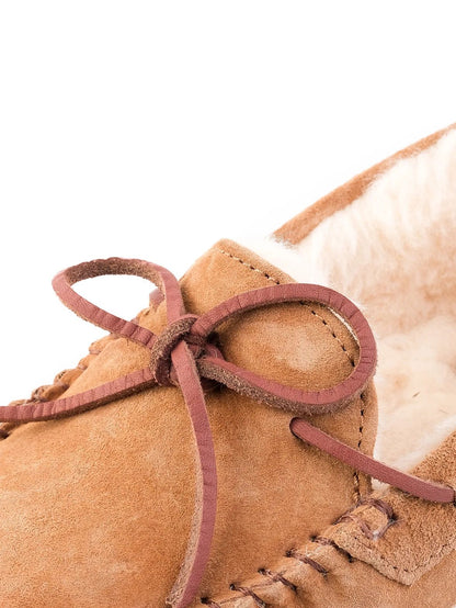Excellent UGG Slippers Orange Leather Size 38 Moccasin Style