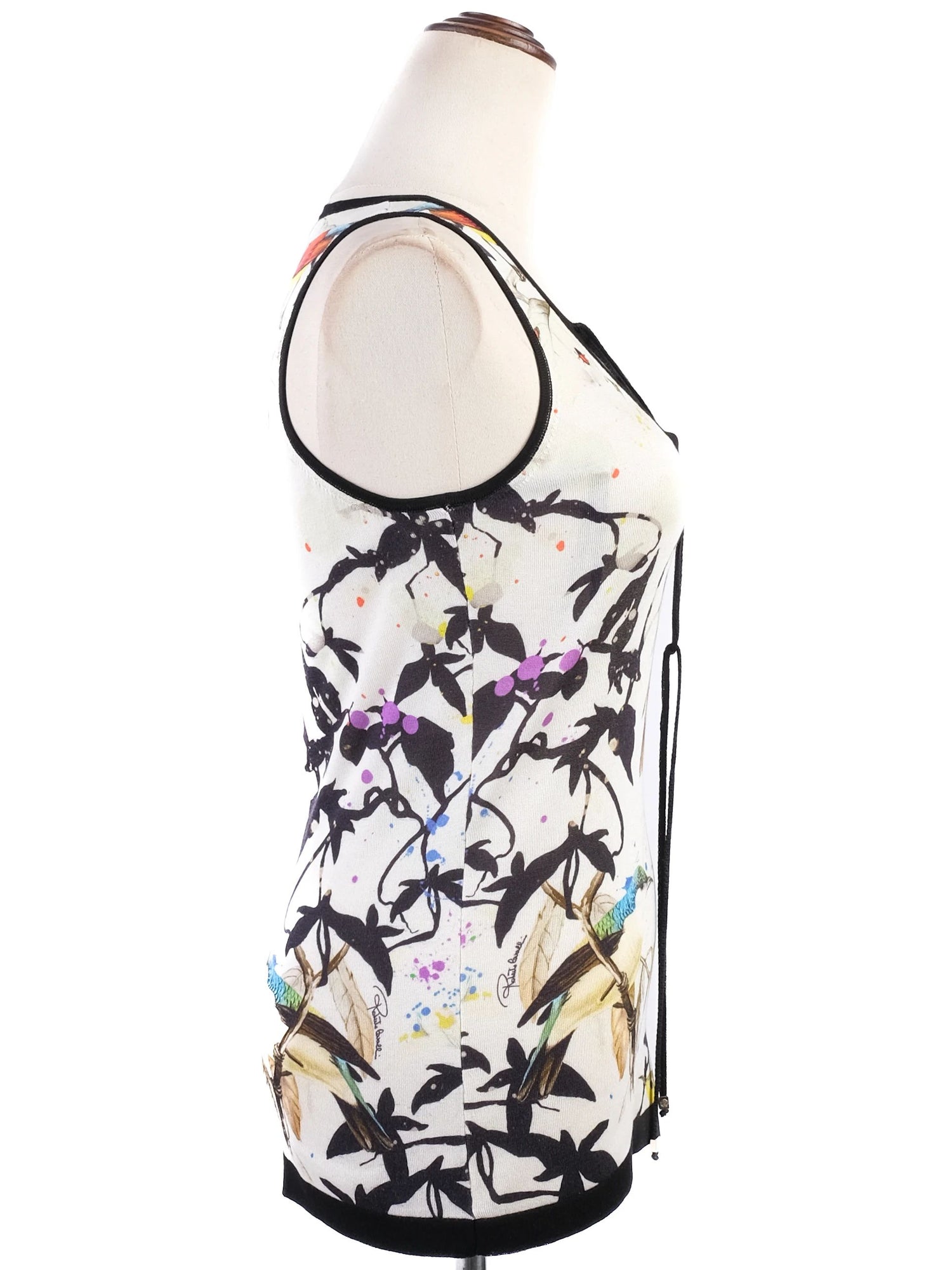 Excellent Roberto Cavalli Silk Sleeveless Top M Colorful Print