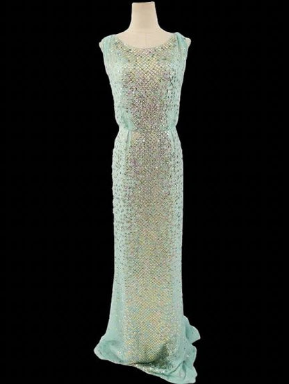 NEW Jenny Packham Green Silk Sleeveless Gown Size M