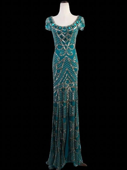 Excellent Temperley London Green Embellished Gown Size S