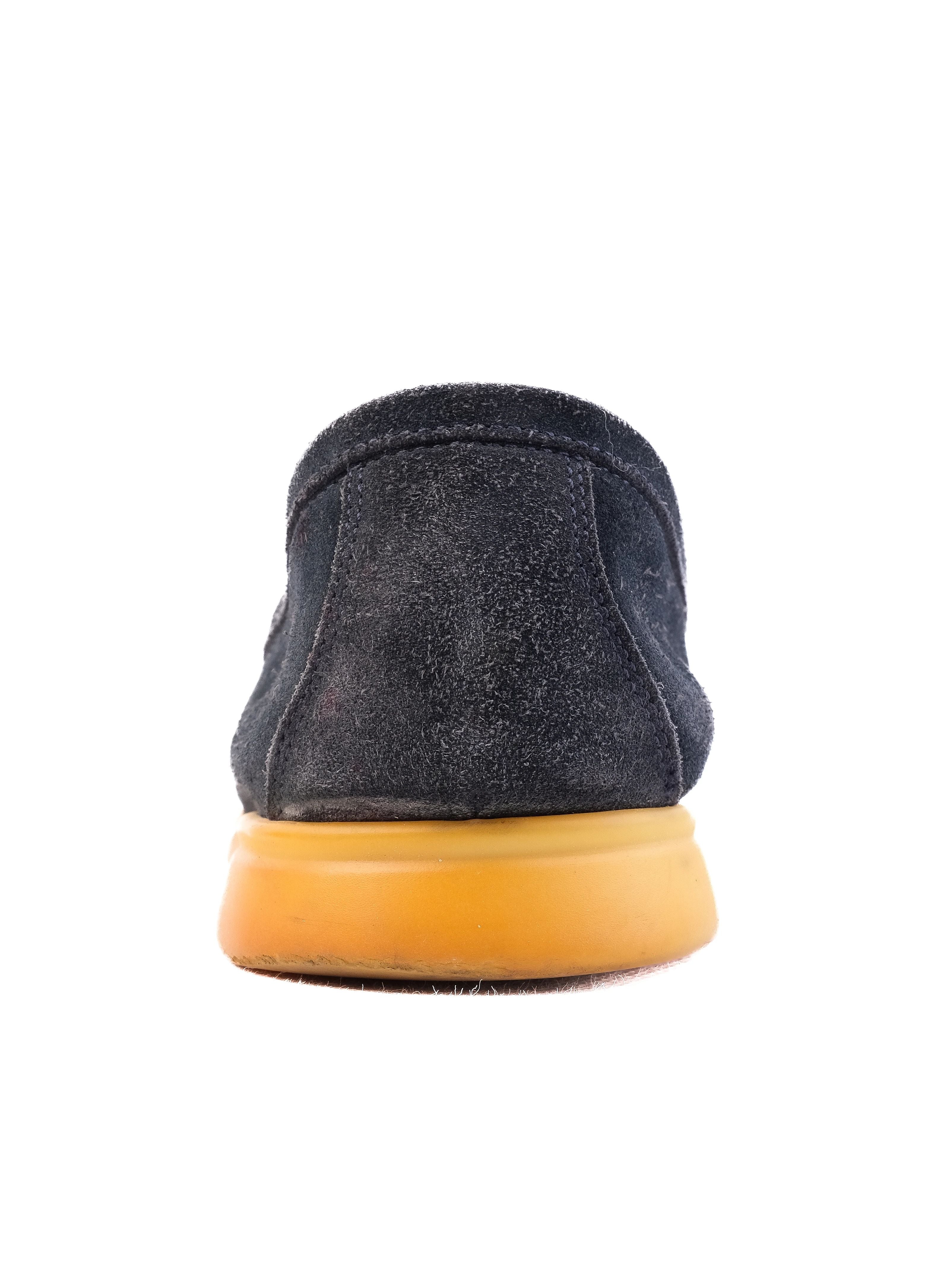 Excellent Loro Piana Black Leather Loafers for Men