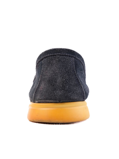 Excellent Loro Piana Black Leather Loafers for Men