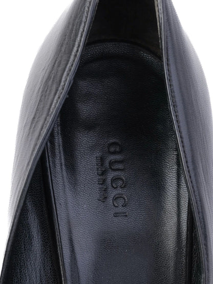 Excellent Gucci Black Leather High-Heeled Peep-Toe Shoes Size 41