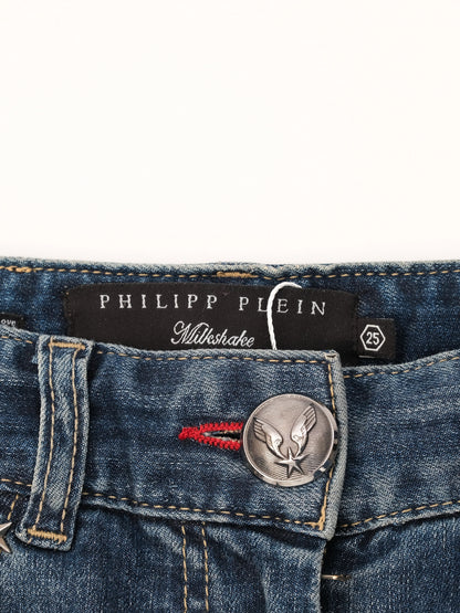 Excellent Phillipp Plein Blue Jeans Size S with Decorative Details