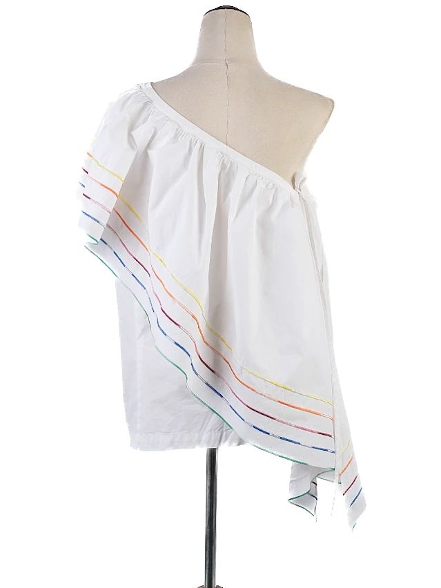 Excellent Rosie Assoulin One-Shoulder Blouse White Size L
