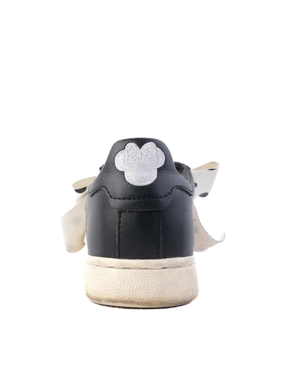 Excellent Moa Black Leather Sneakers with Bow Size 37