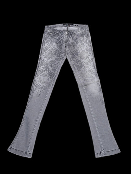 Excellent Miss Sixty Gray Denim Jeans Size S with Damask Pattern