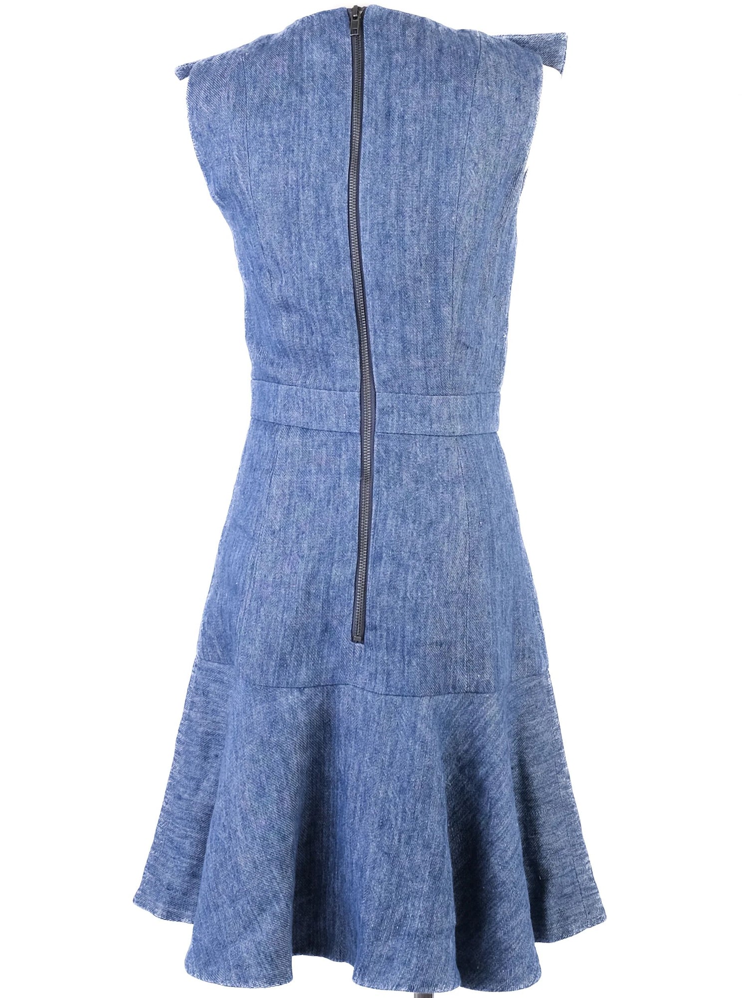 Excellent Manoush Blue Wool Dress Size S with Ruffle Details