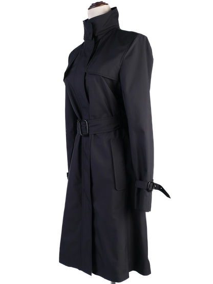 Excellent Burberry Black Polyester Trench Coat Size S