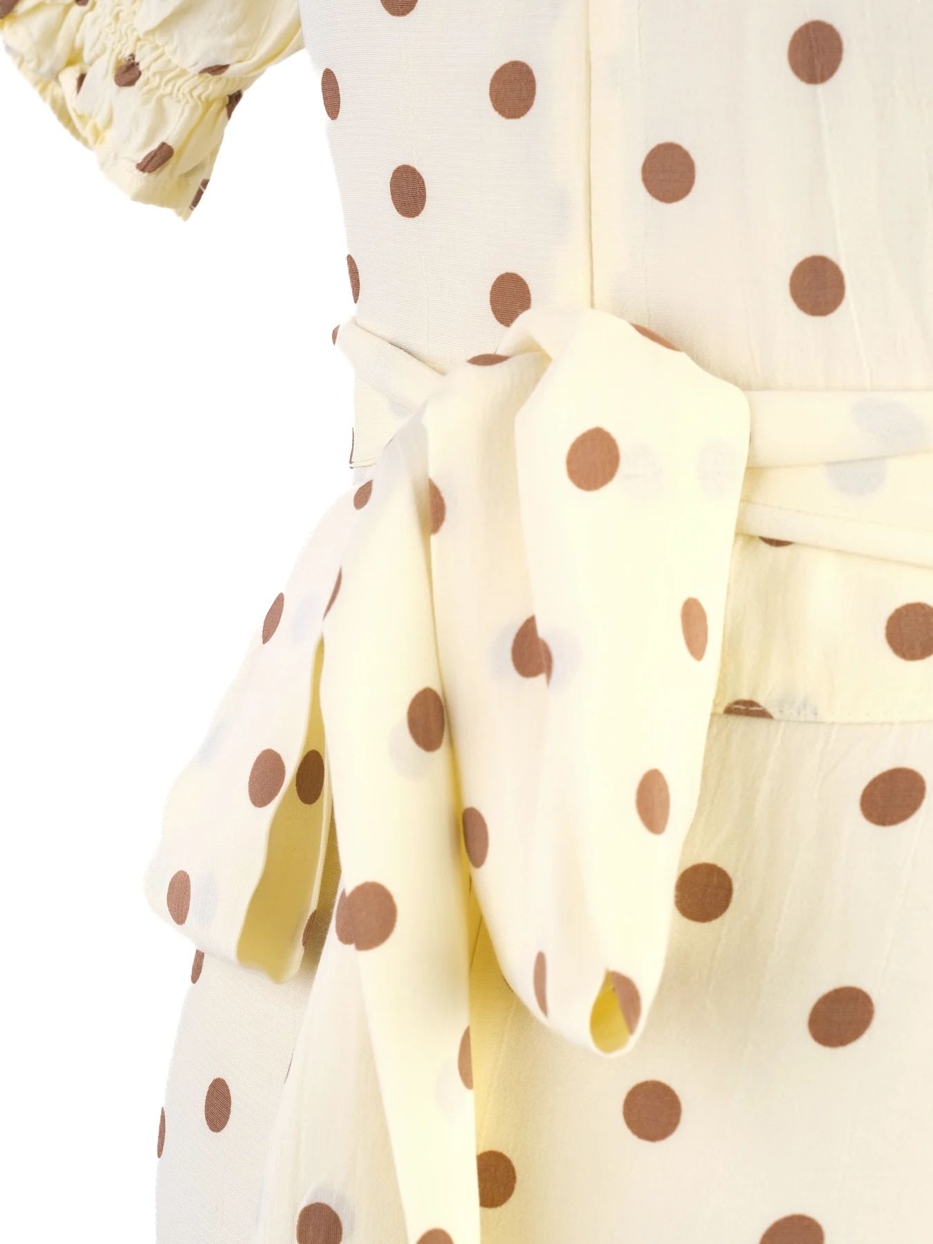 Excellent Faithfull The Brand Yellow V-Neck Polka Dot Dress