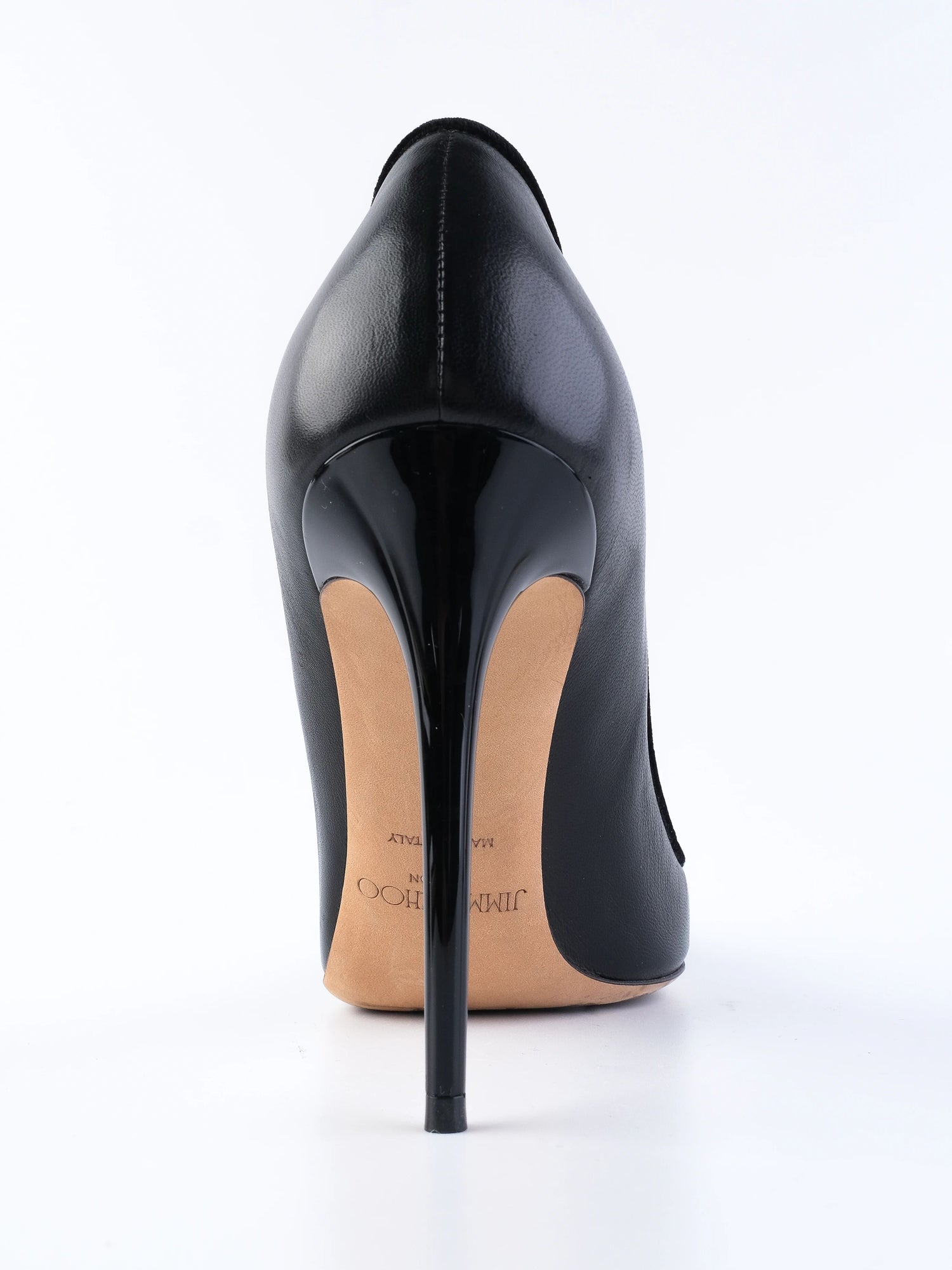 Excellent Jimmy Choo Black Leather High Heels Size 40 with Bow