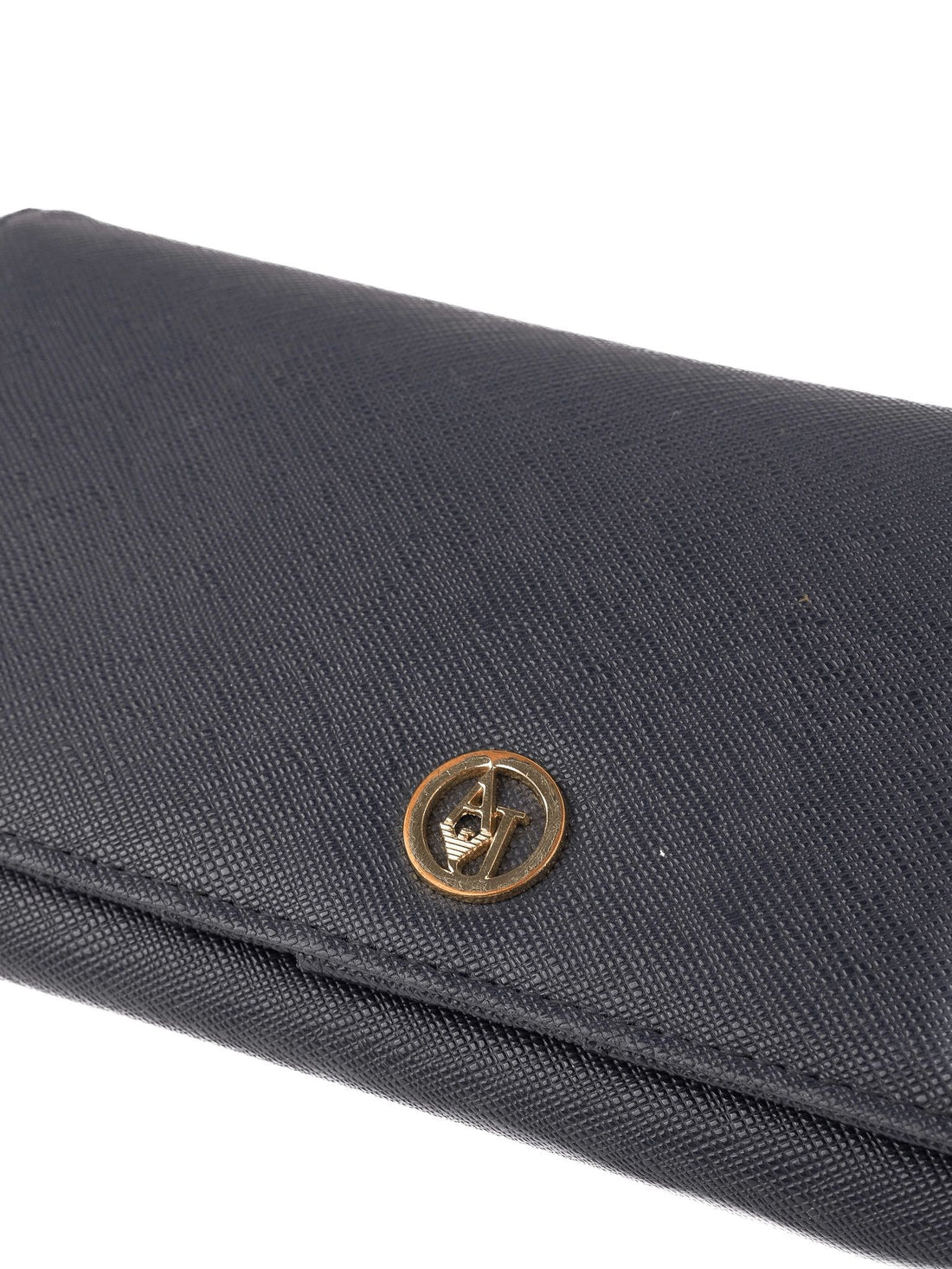 Average Condition Armani Jeans Black Leather Wallet with Metal Logo