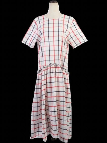 Excellent Rosie Assoulin WomenÕs L White Red Checkered Dress Size L