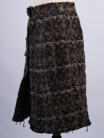 Excellent Dolce Gabbana Black Wool Knee-Length Skirt Size S