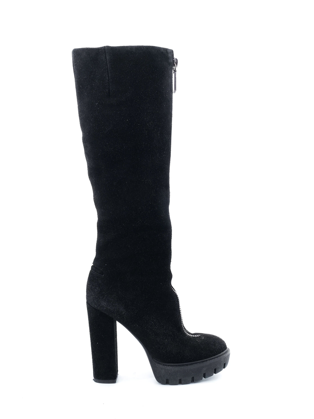 Perfect Kenzo Black Leather Knee-High Boots Size 36 with Block Heels
