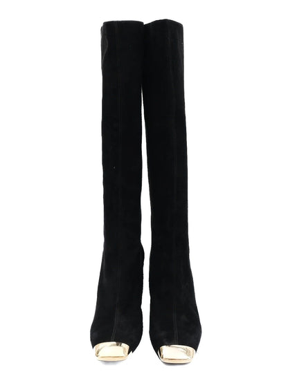 Excellent Nicholas Kirkwood Black Suede Knee-High Boots Size 39