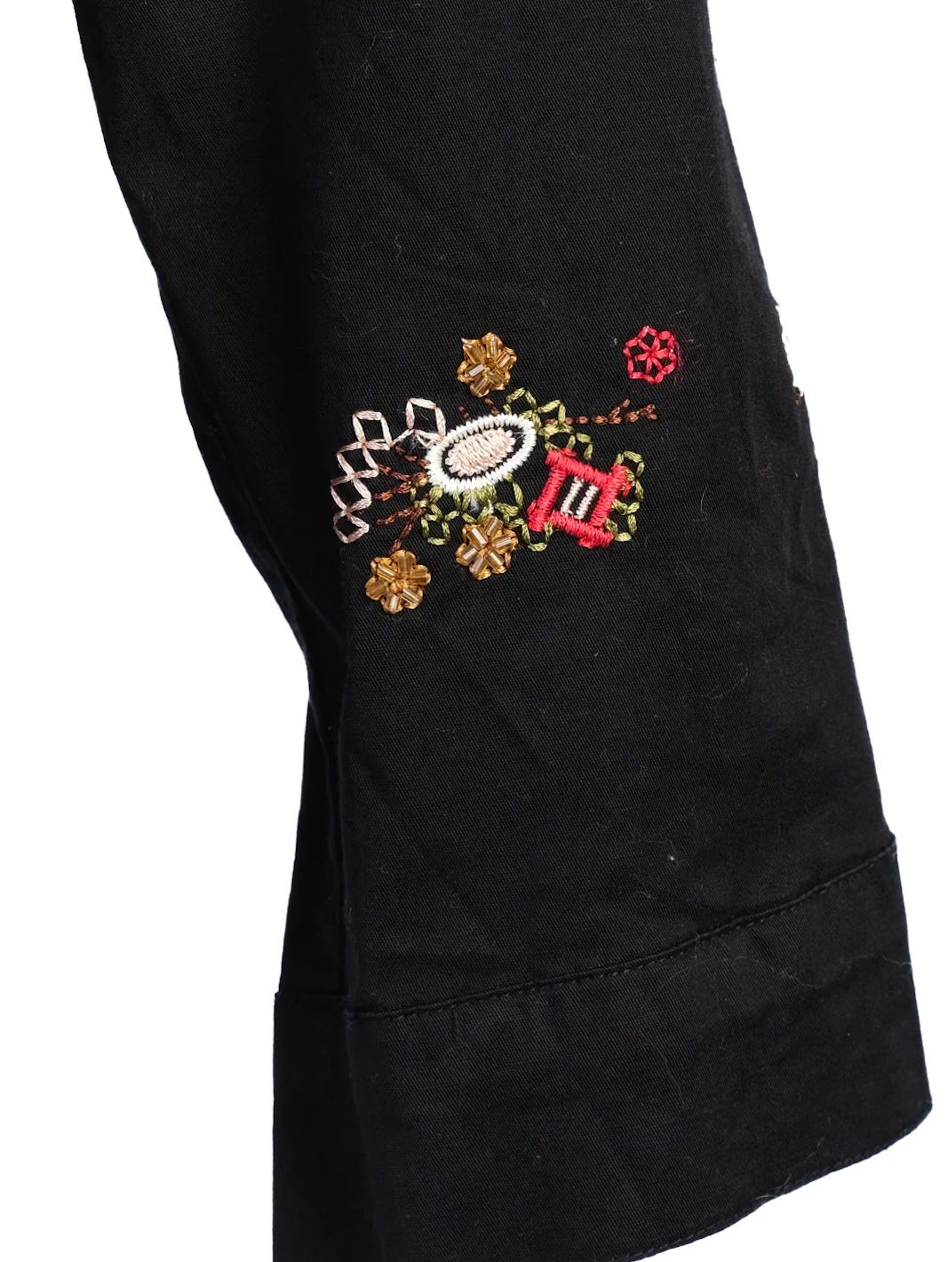 Excellent Dolce Gabbana Black Denim Jacket with Floral Embroidery