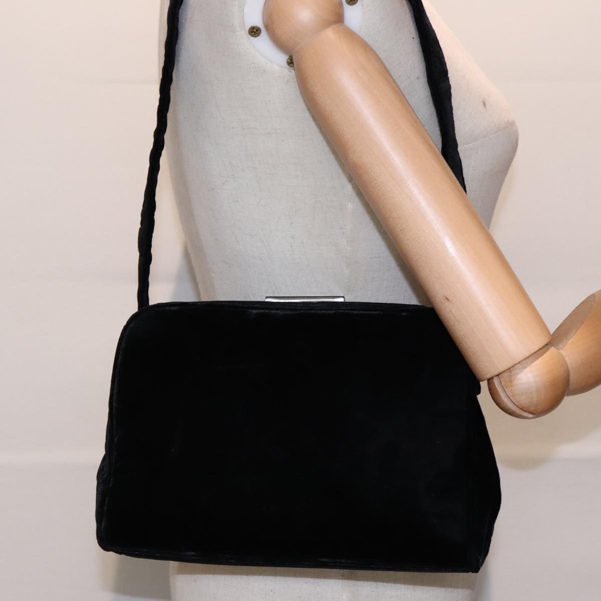 Prada Shoulder Bag Velor Black Auth