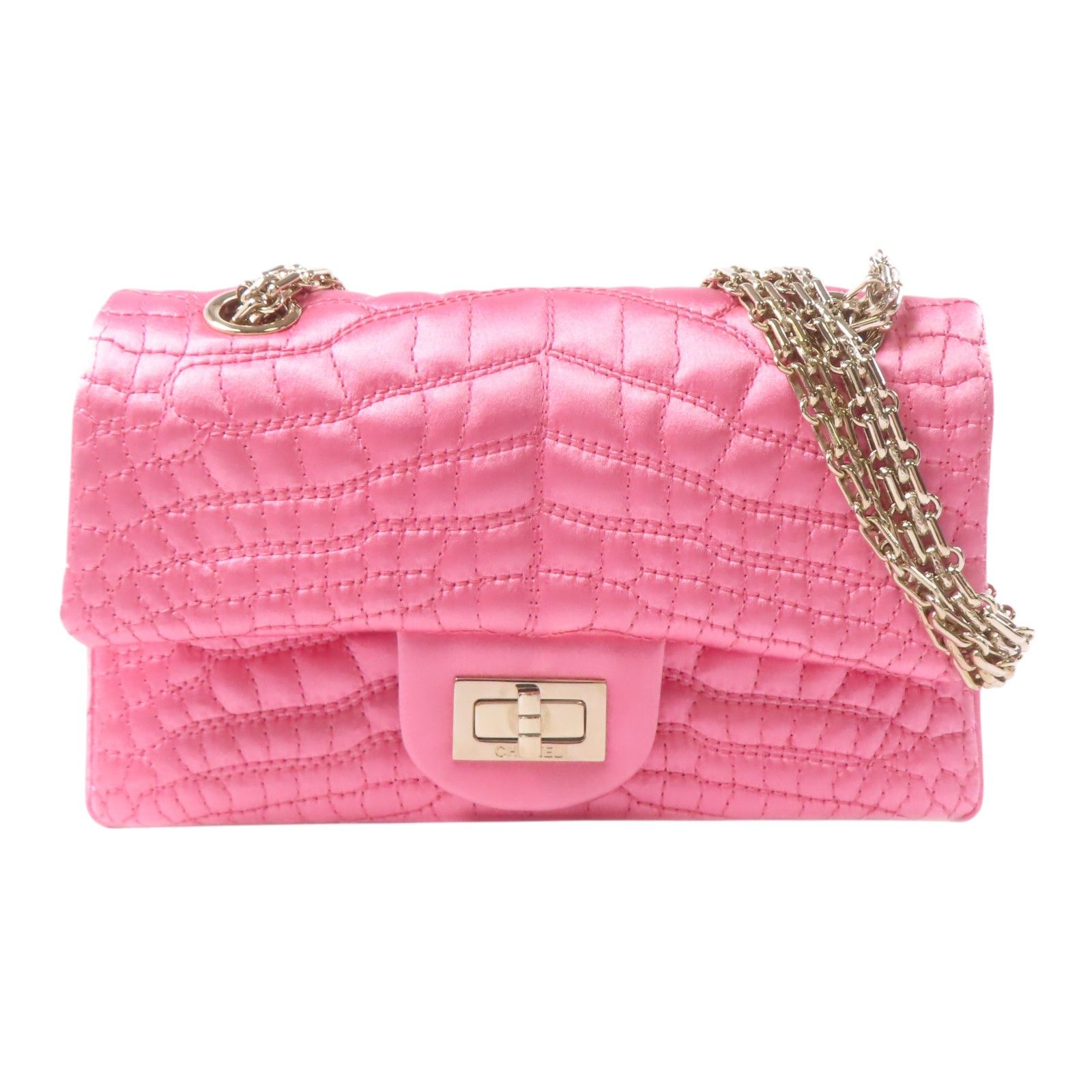 Chanel Classic Double Flap 20 Shoulder Baga Satin Pink