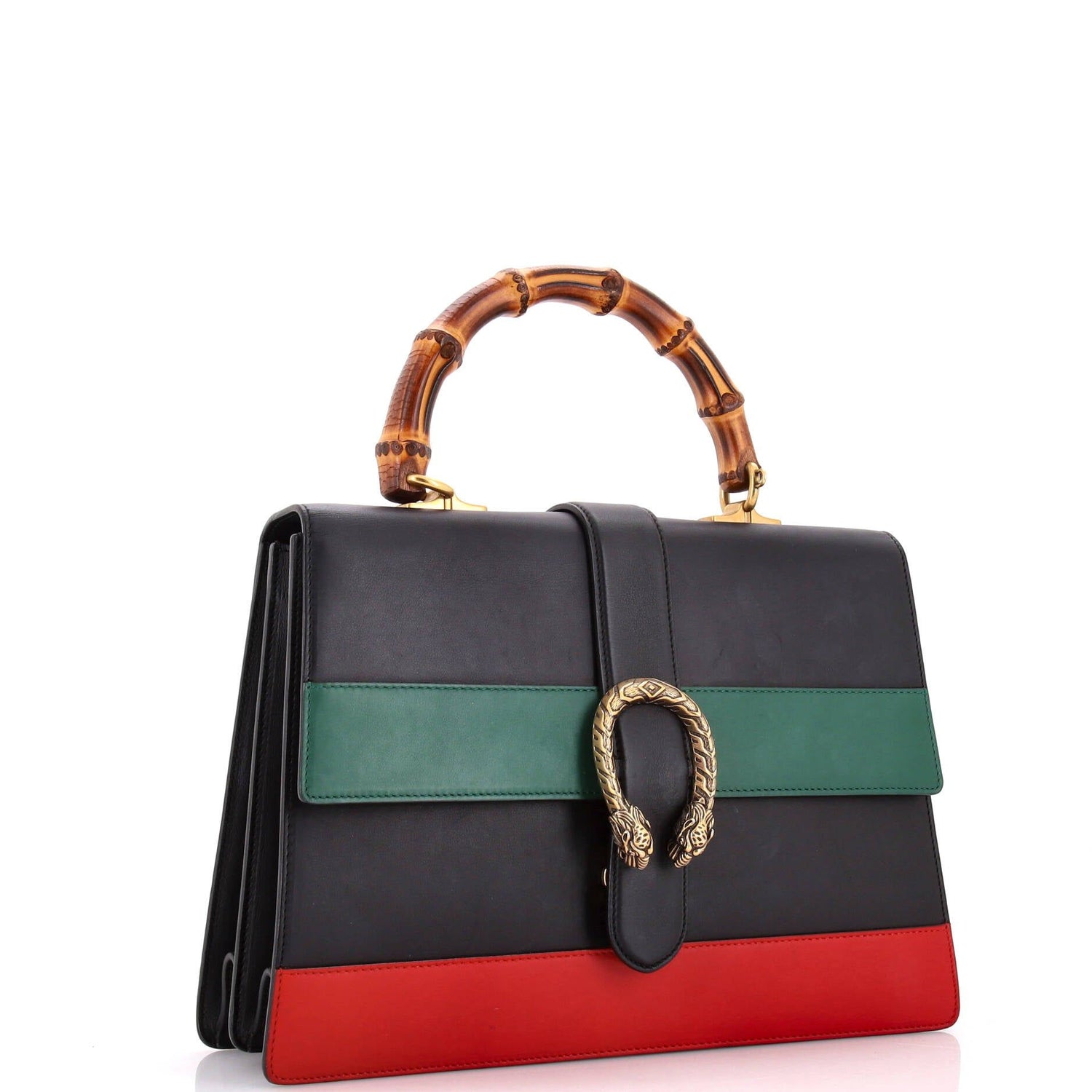 Gucci Dionysus Bamboo Top Handle Bag Colorblock Leather Large